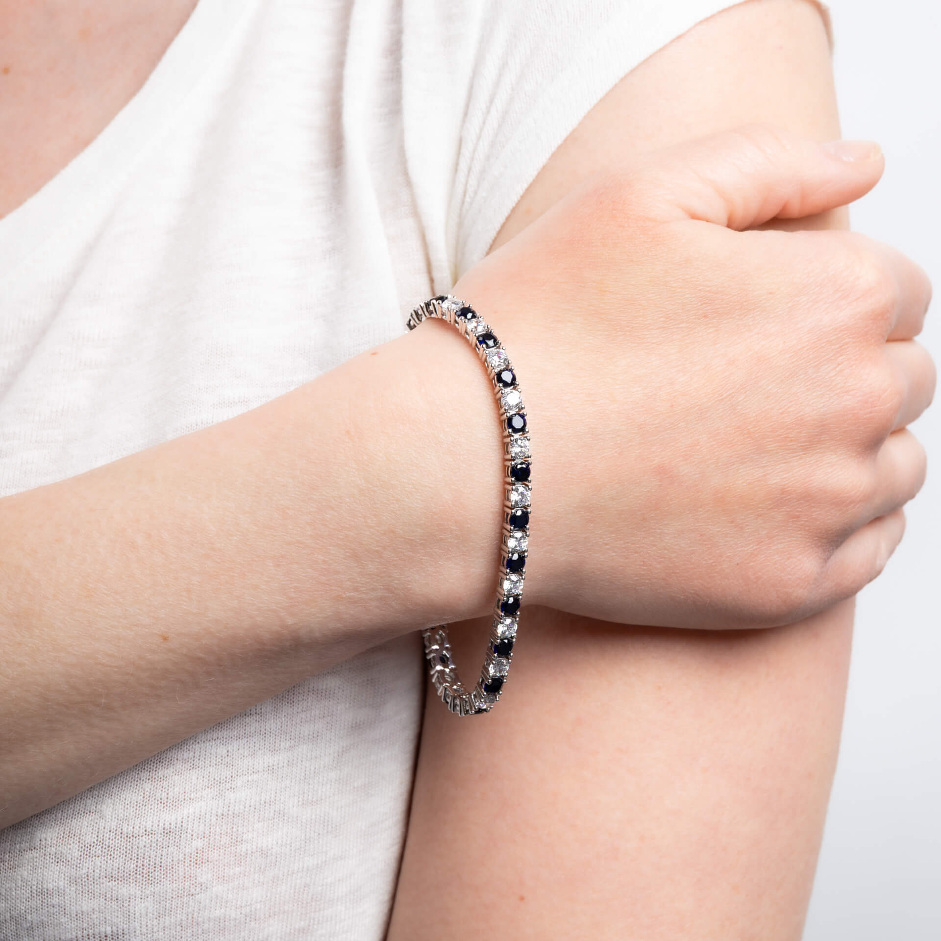 Two Tone Zirconia Tennis Bracelet