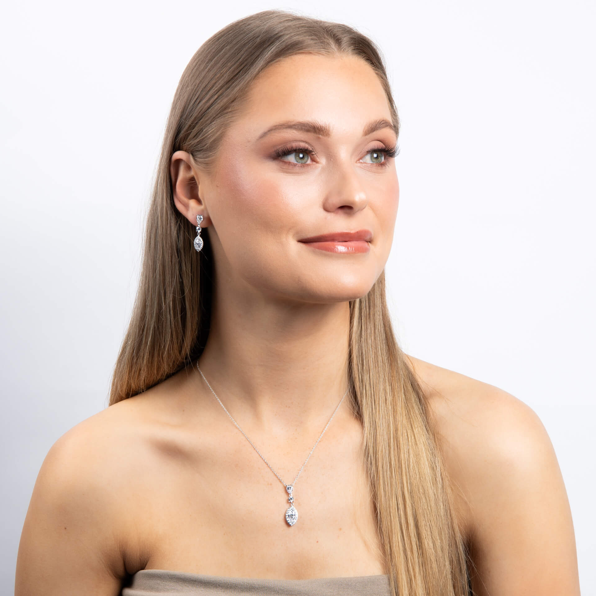 Marquise and Pave Zirconia Drop Earrings