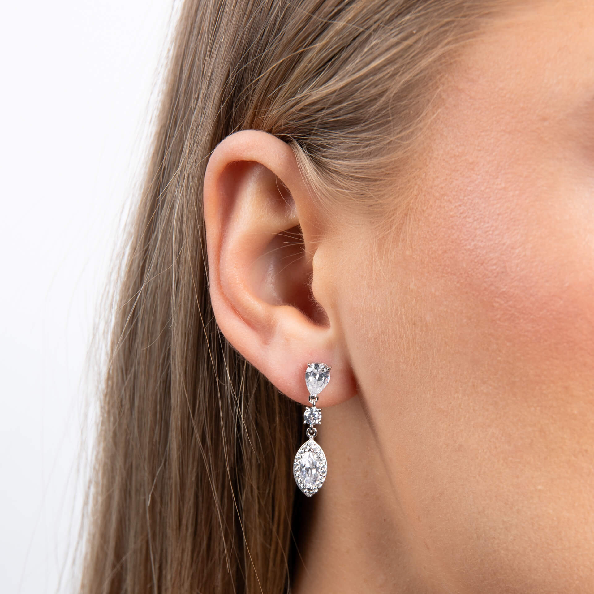 Marquise and Pave Zirconia Drop Earrings
