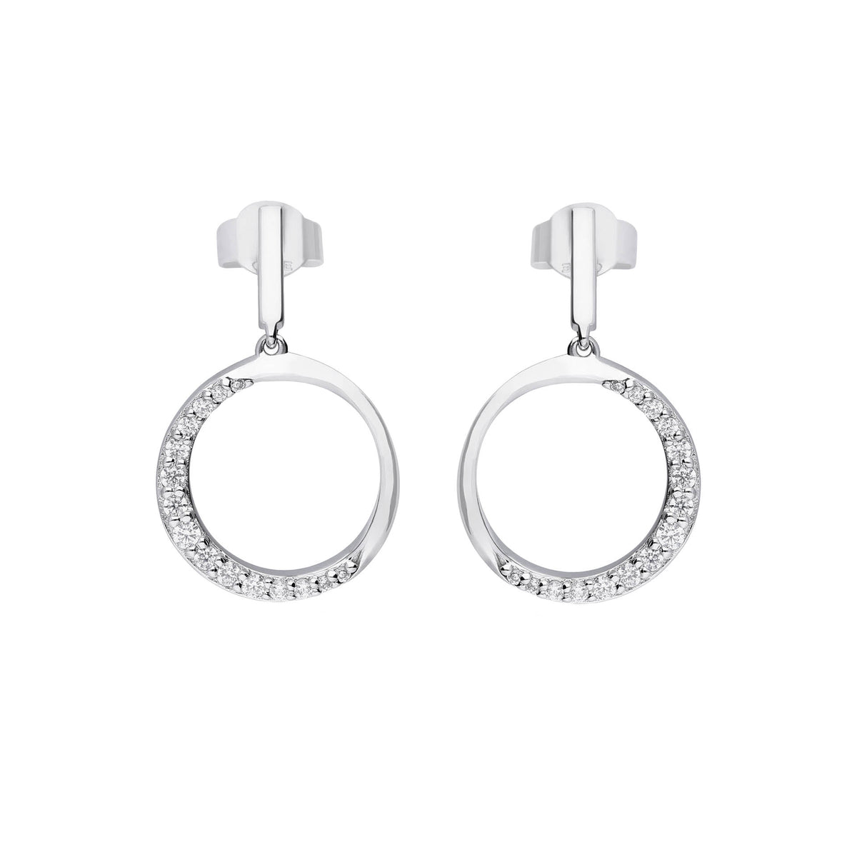Half Pave Open Circle Earrings