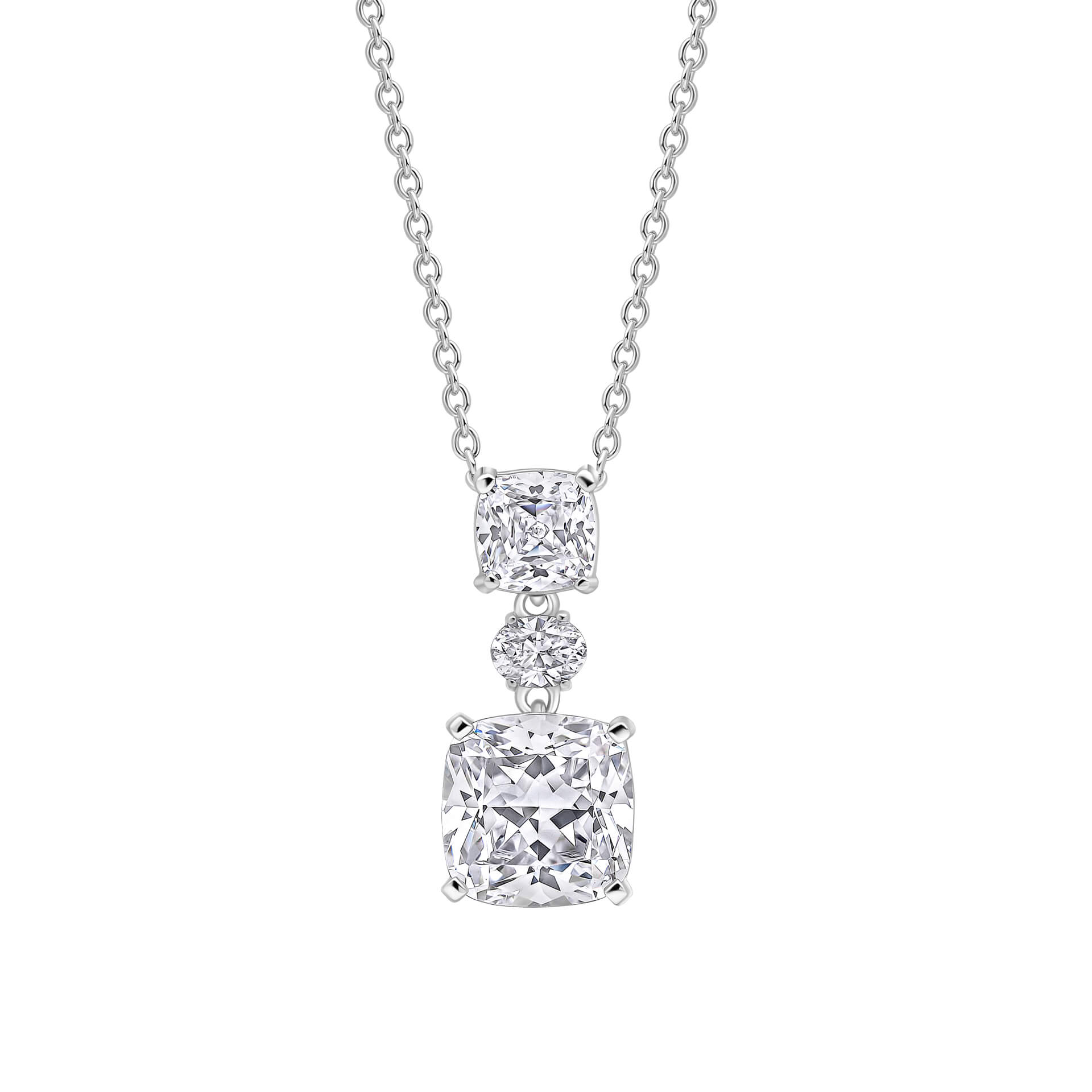 Radiant & Oval Cut Drop Pendant