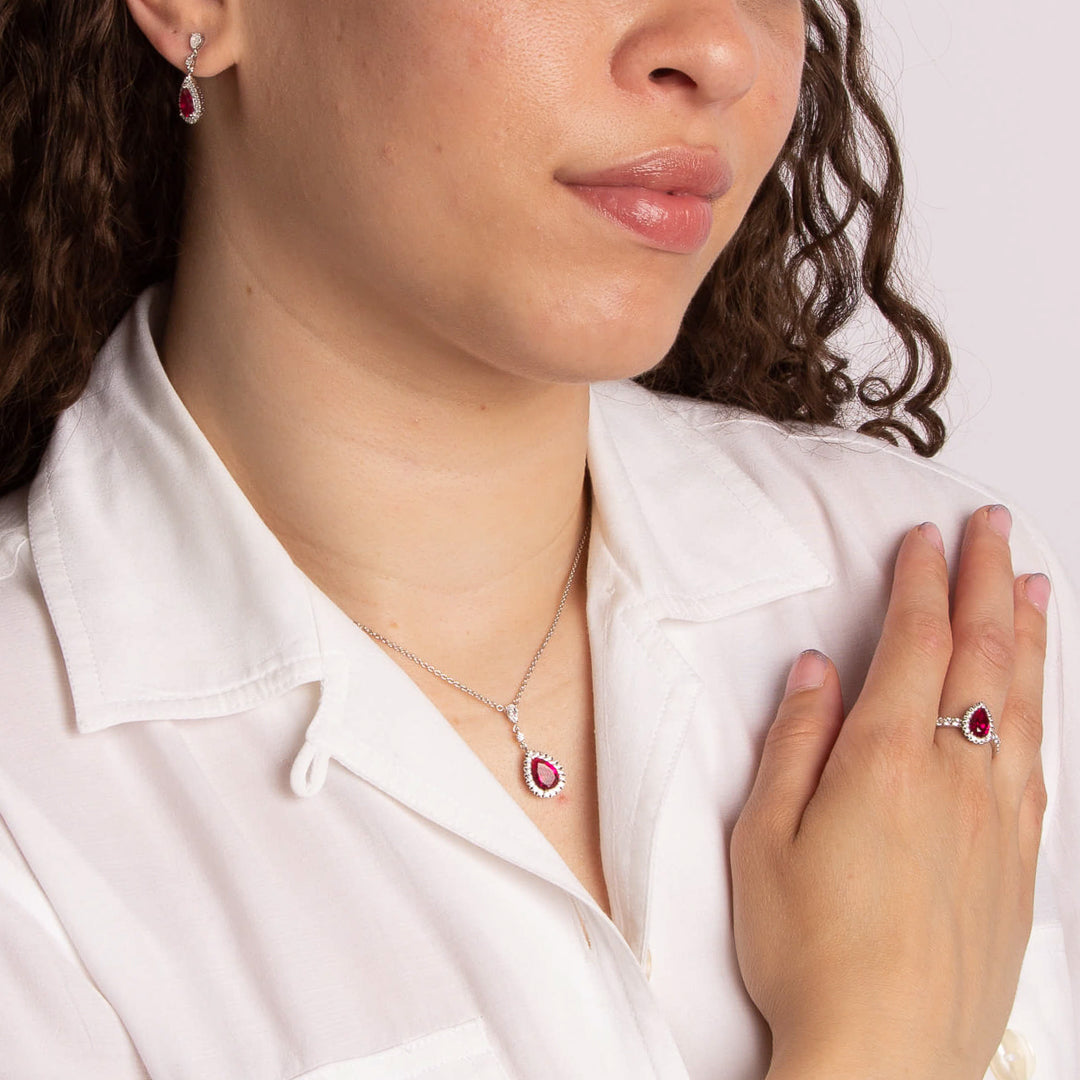 Teardrop and Pave Surround Ring