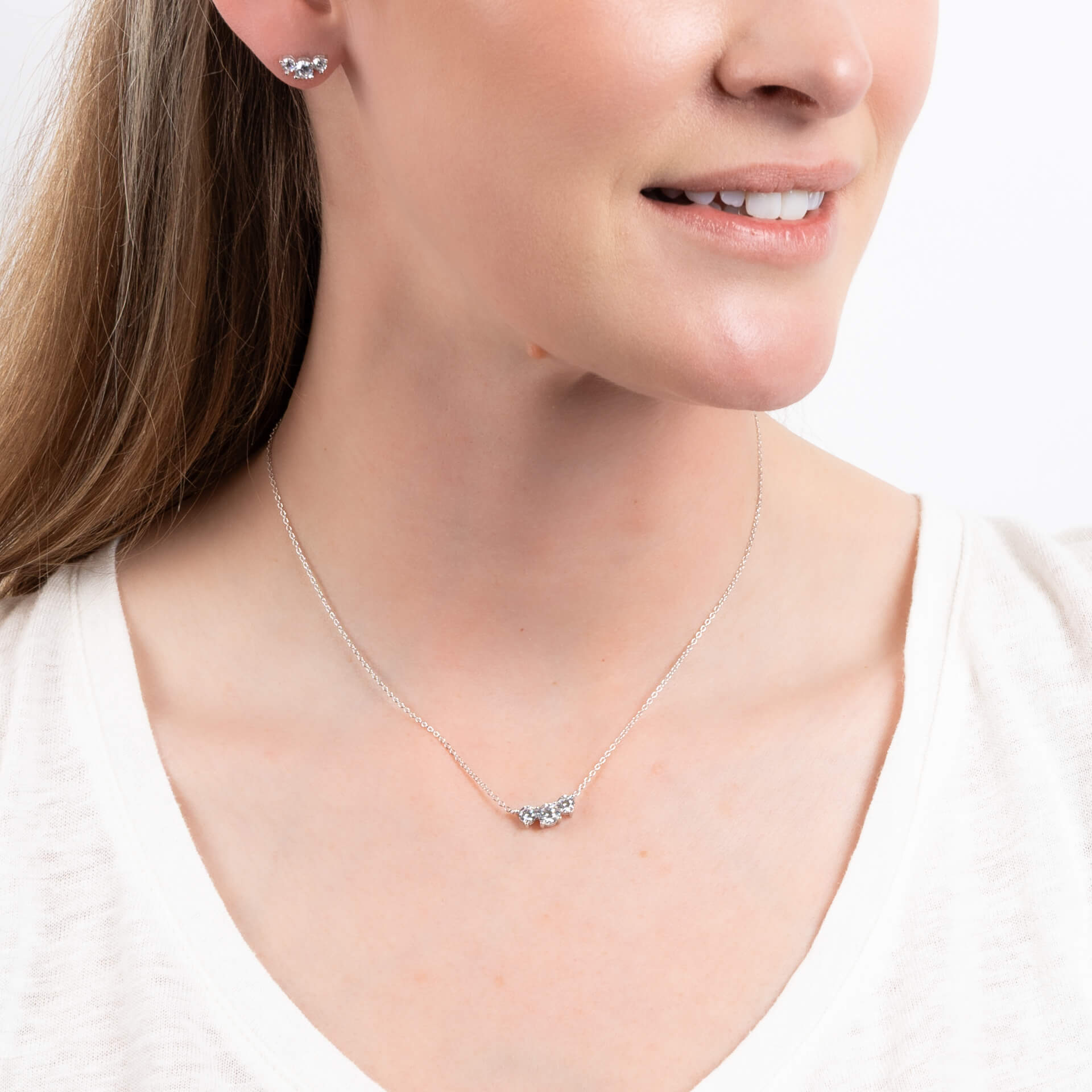 Trio Zirconia Stud Earrings