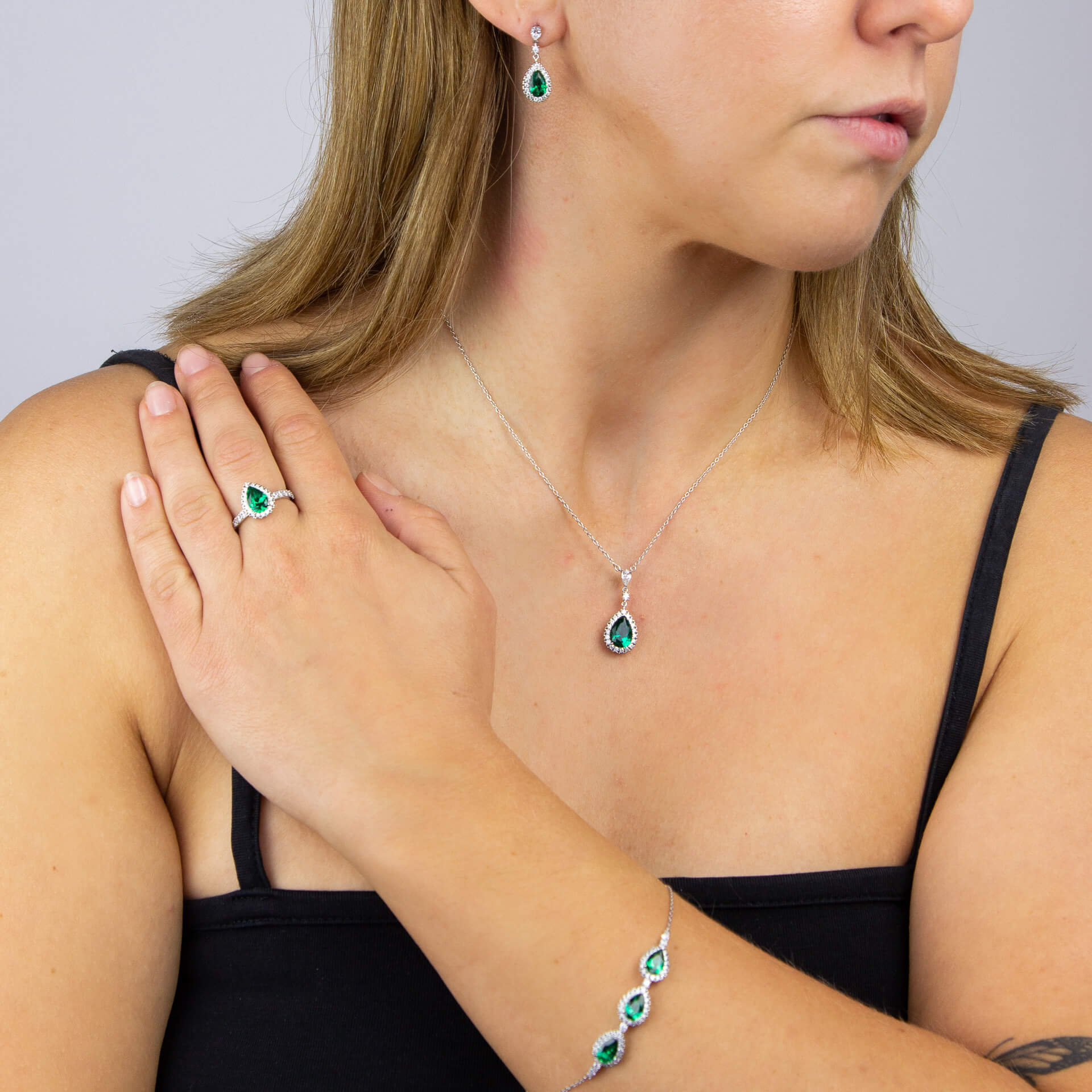 Teardrop and Pave Surround Necklace
