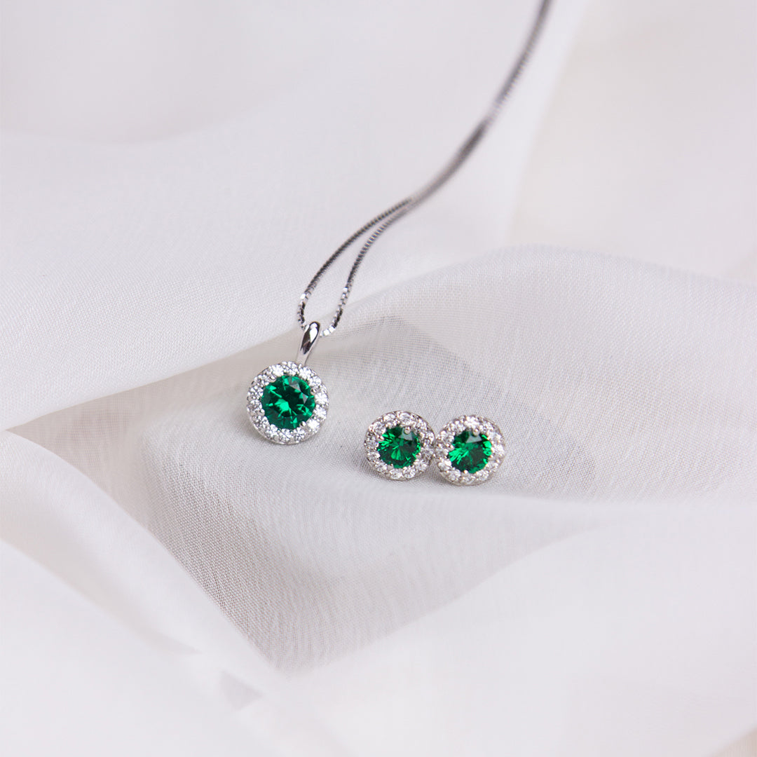 Round Colour Pave Stud Earrings