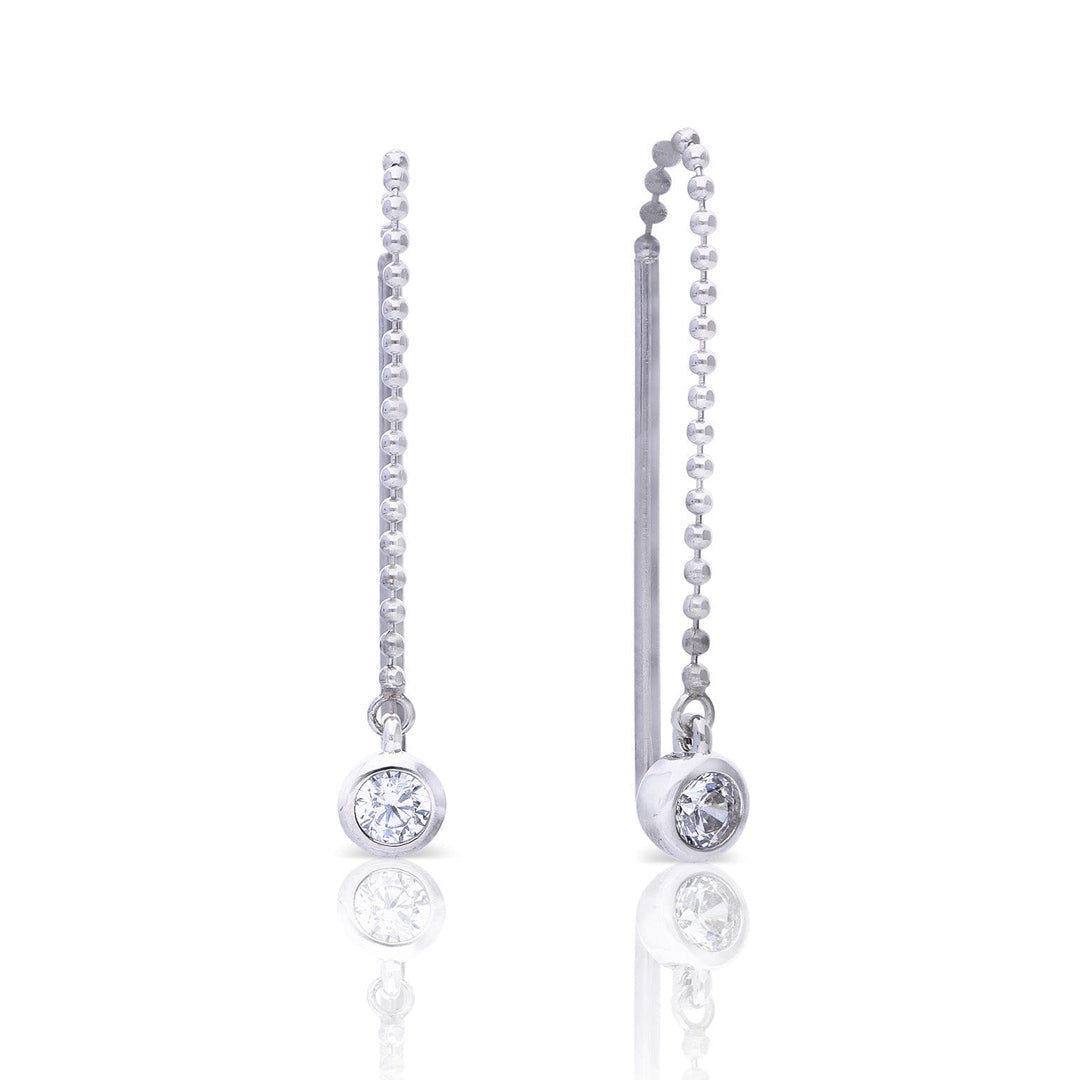 Bezel Set Ball Chain Pull Through Earrings