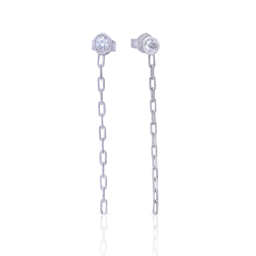 Stud Earrings with Chain Drop