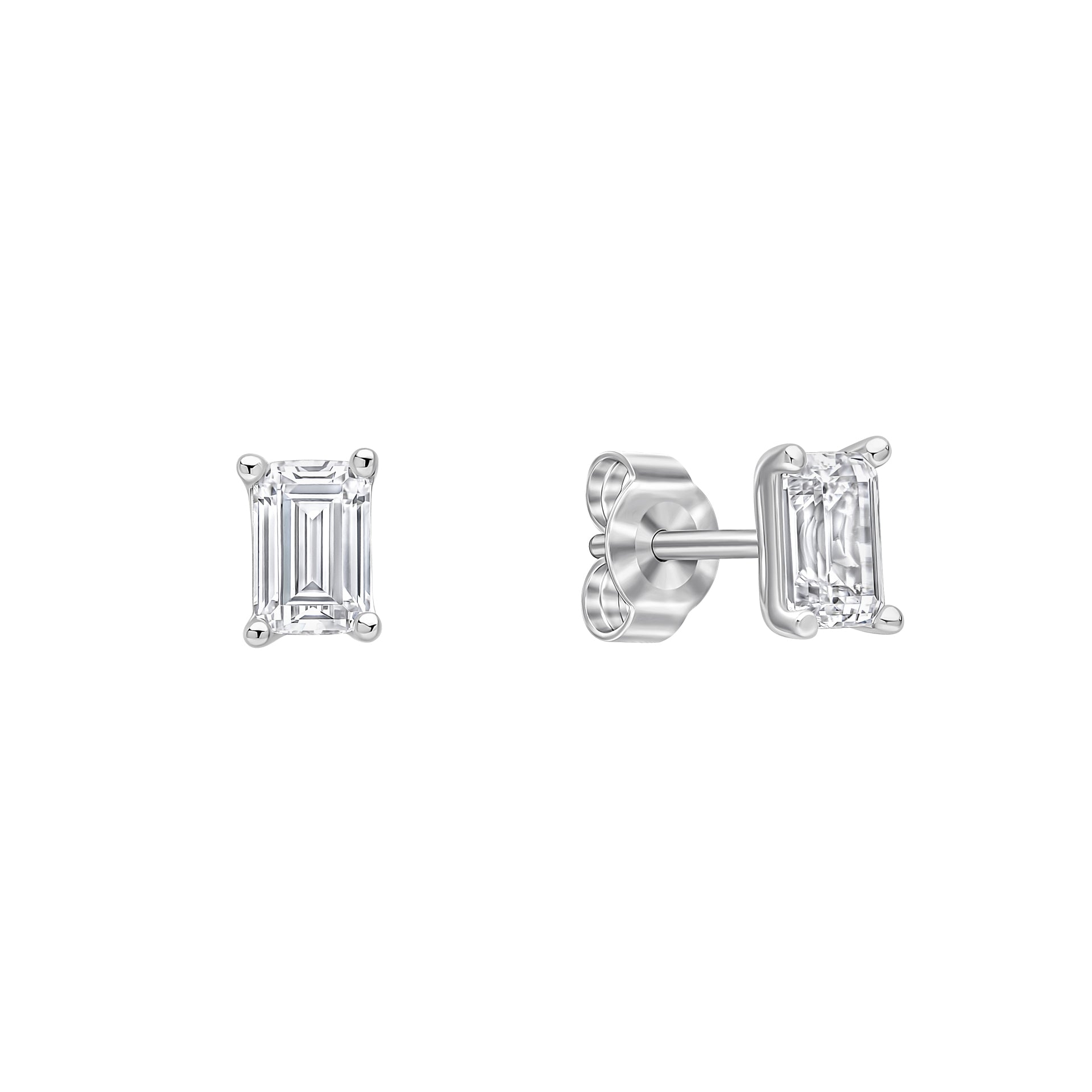 Emerald Cut Zirconia Stud Earrings