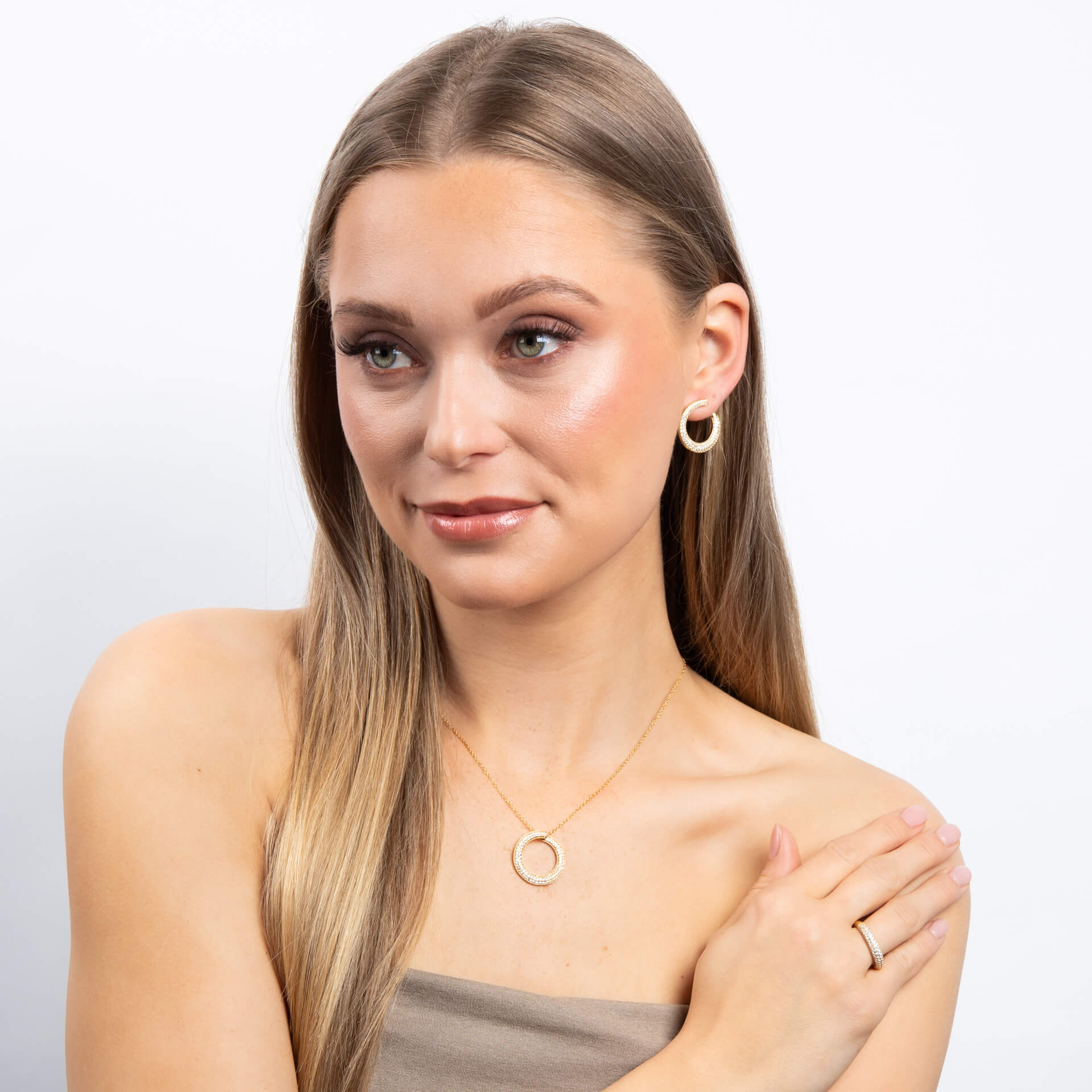 Pave Swirl Open Circle Necklace