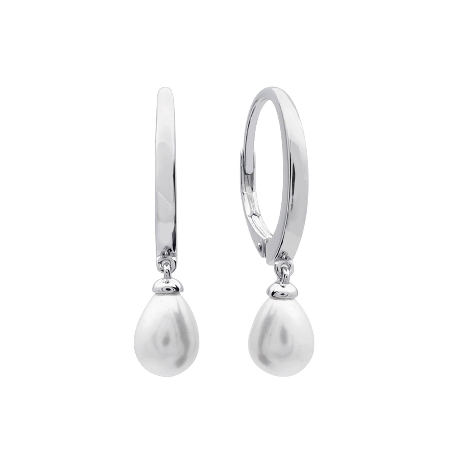 Shell Pearl Teardrop Hoop Earrings