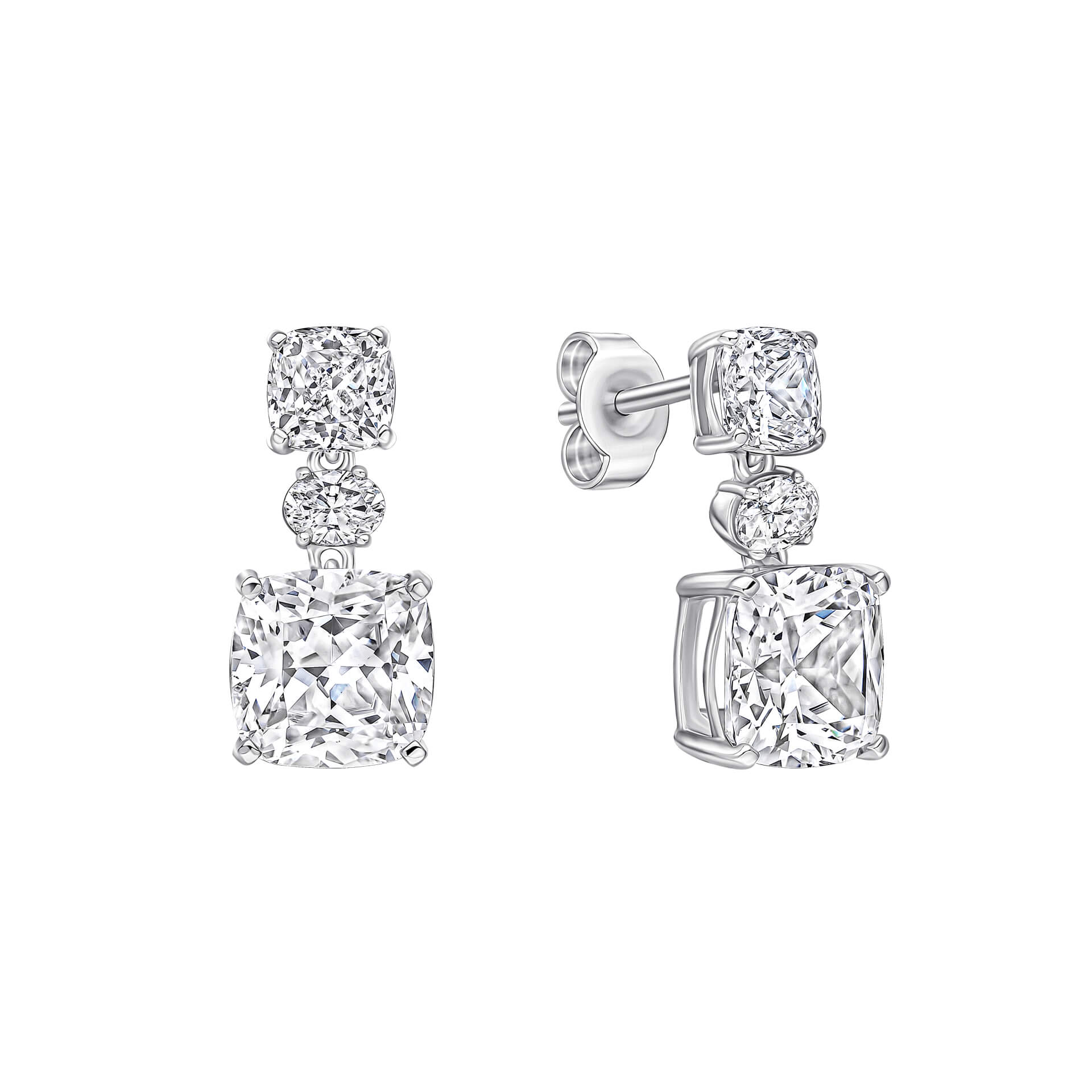 Radiant & Oval Cut Drop Earrings