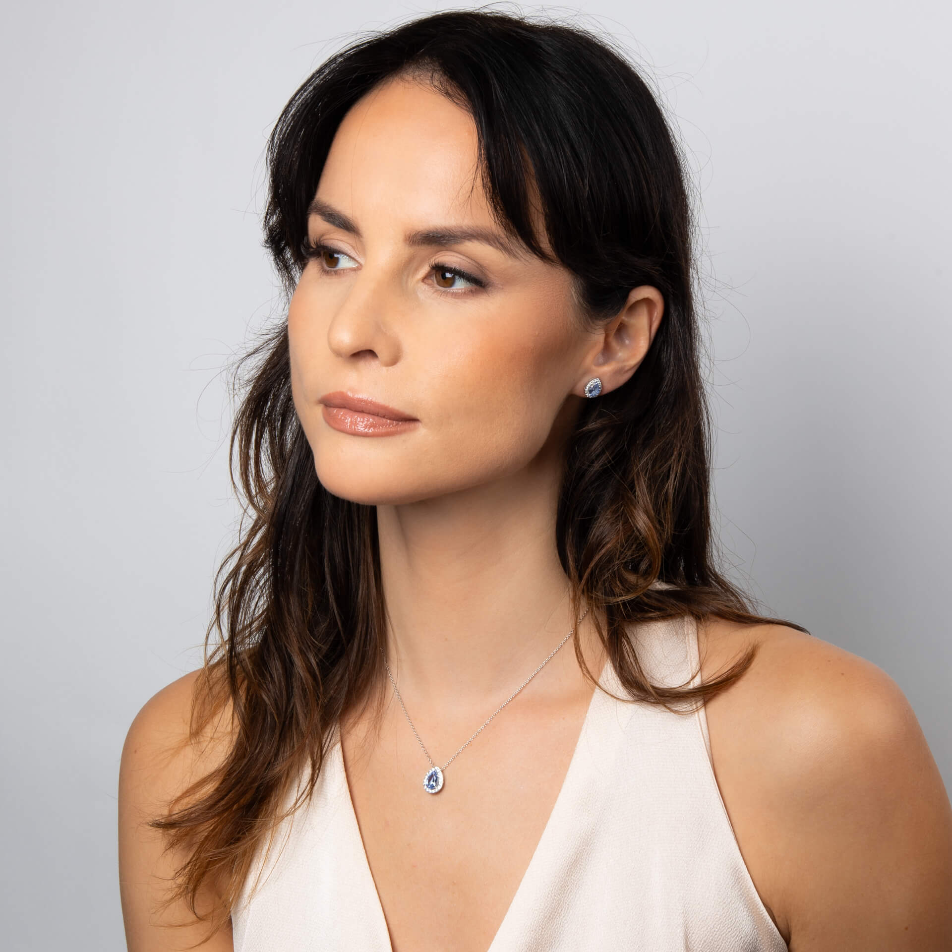 Zirconia Halo Teardrop Pendant