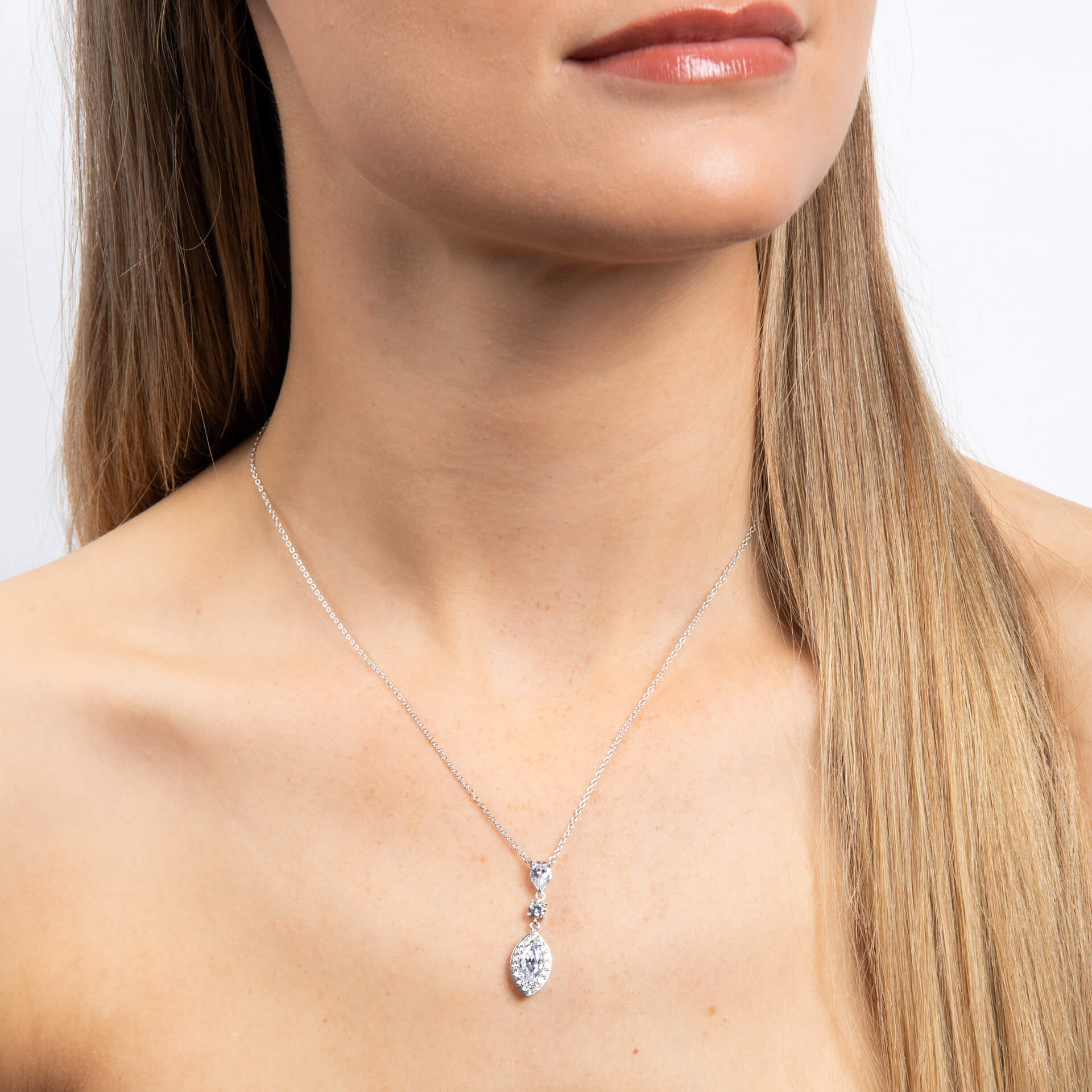 Marquise and Pave Zirconia Necklace
