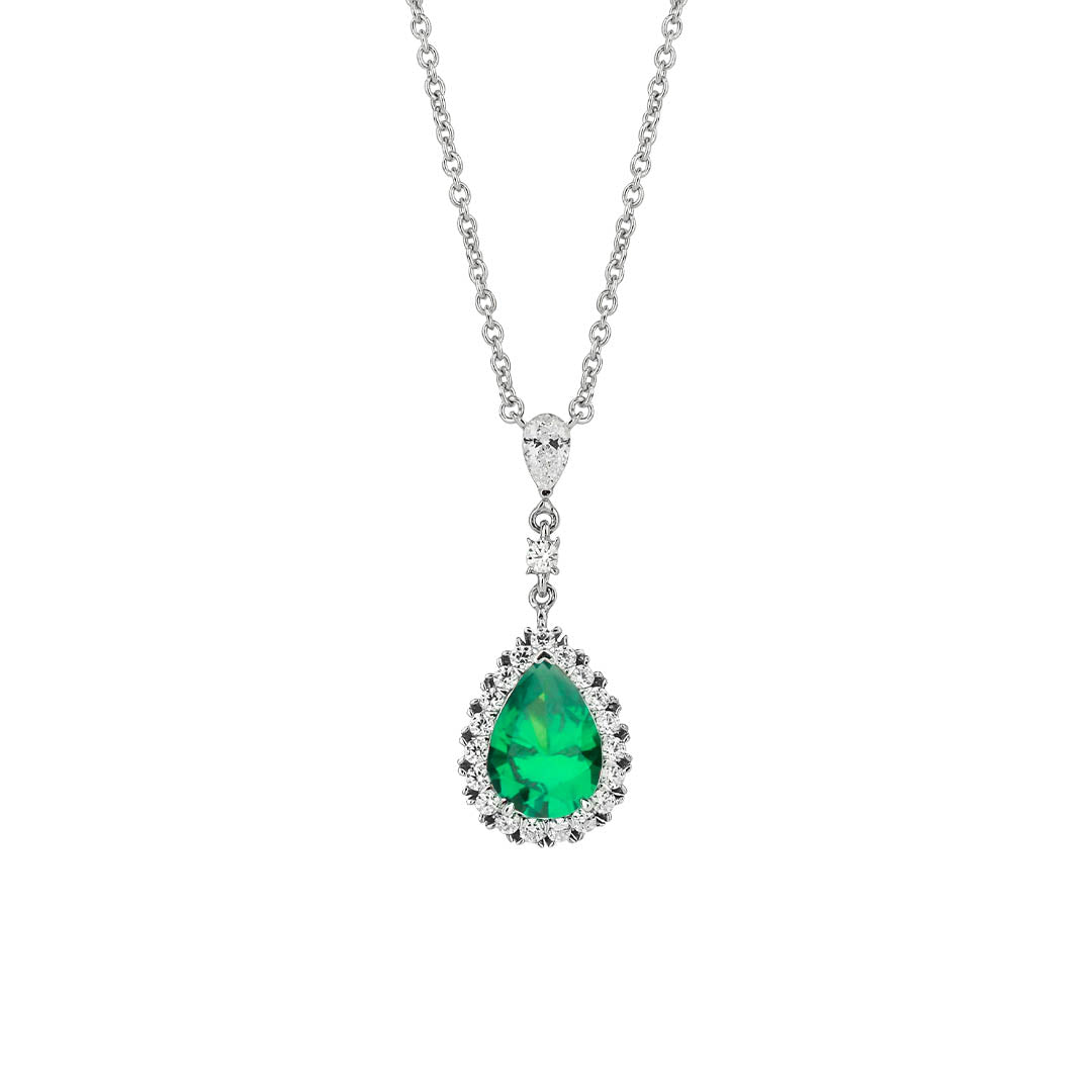 Teardrop and Pave Surround Necklace