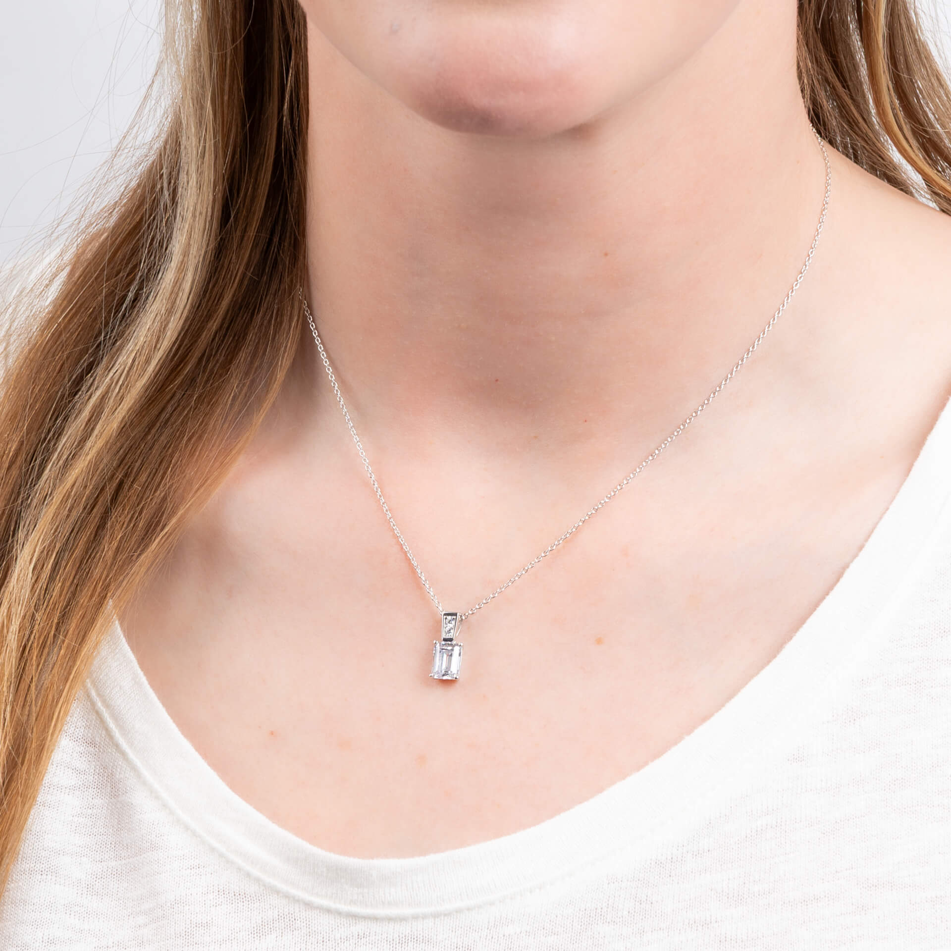 Emerald Cut Zirconia Pendant