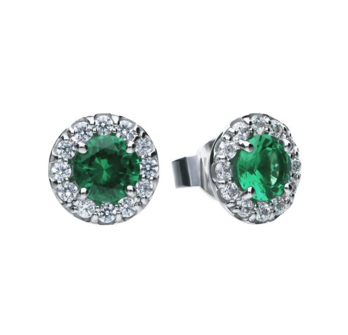 Round Colour Pave Stud Earrings