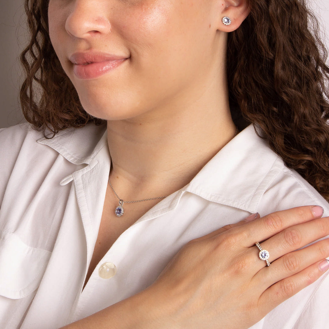 Blue Pave Set Stud Earrings