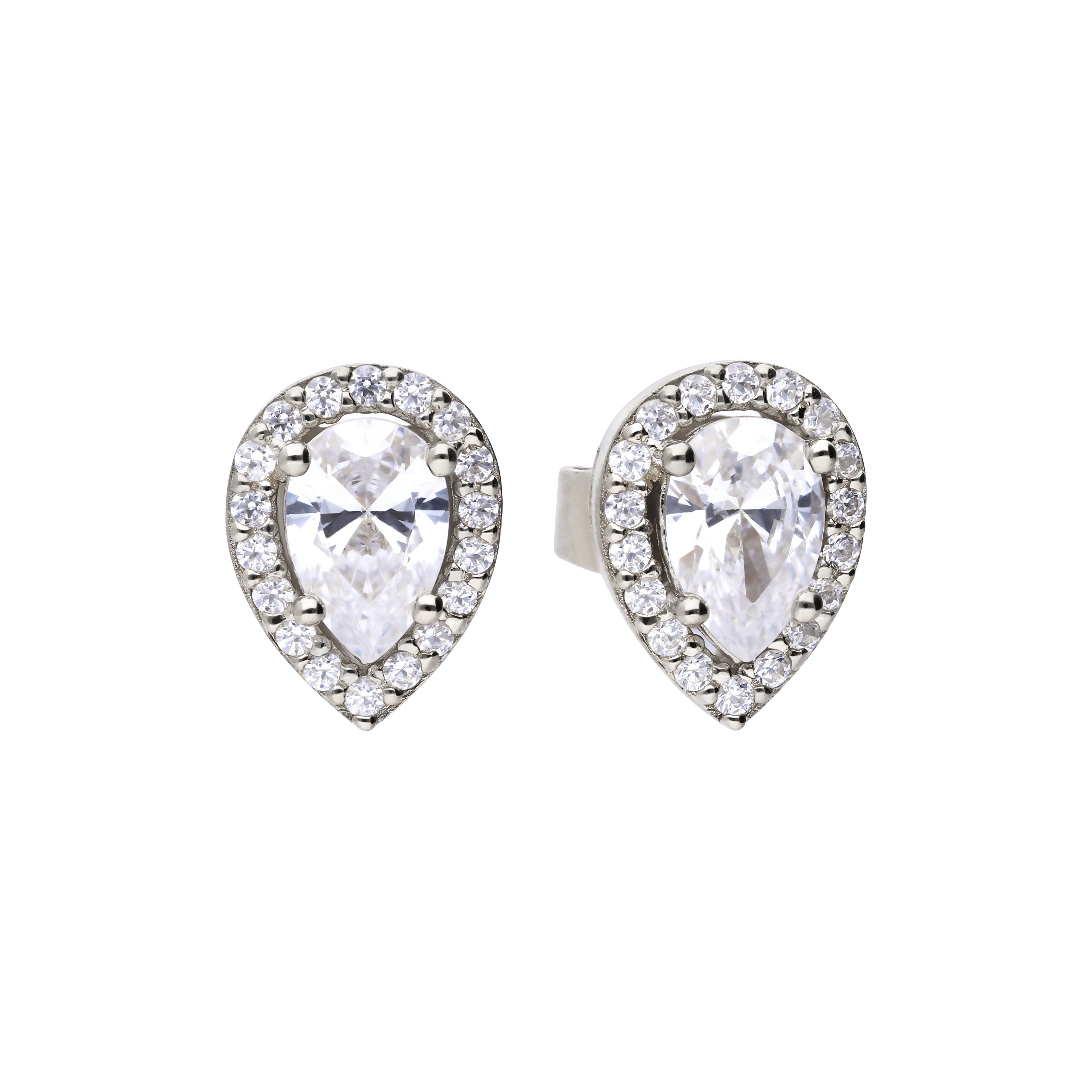 Teardrop Halo Stud Earrings