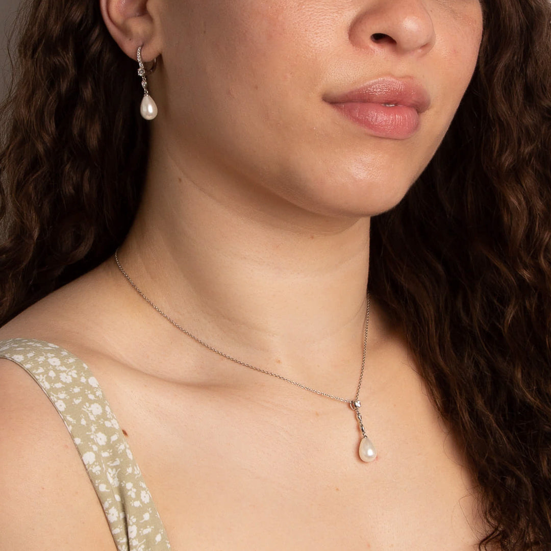 Shell Pearl Drop Lever Hook Earrings