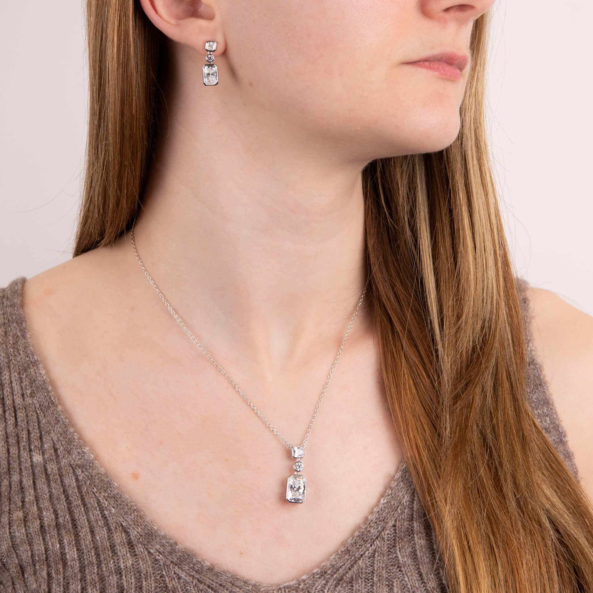Tri-Stone Drop Earrings